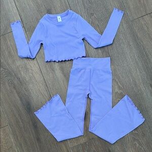 YOGALICIOUS Purple Long Sleeve Top and Pants Set. Size 7-8.